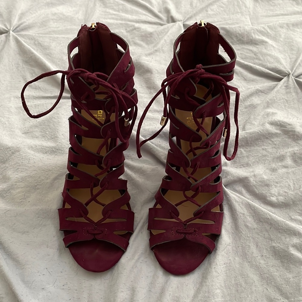 Size 6 Maroon lace up Charlotte Russe heels